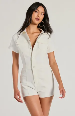 Windsor White Denim Romper thumbnail 1