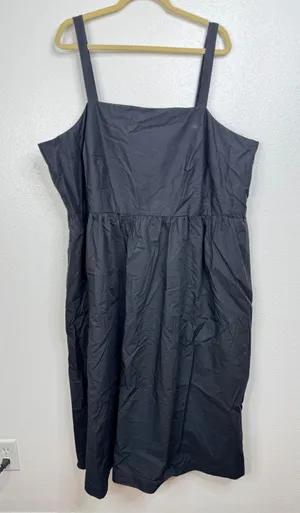 A New Day Womens Black Cotton Smocked Back Midi Dress‎ 2X NWT thumbnail 1