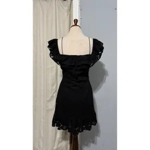 TOBI Black Lace Ruffle Off the‎ Shoulder Mini Whimsigoth Dress XL Dark Romantic thumbnail 7