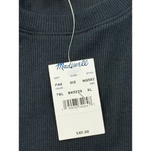 Madewell Black Ribbed Long Sleeve Crew‎ Neck Top XL New with Tags NWT thumbnail 5