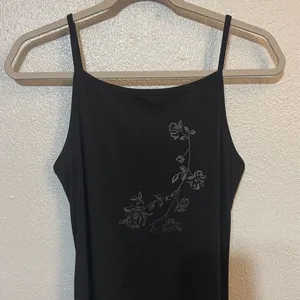 VTG 90s Y2K Black Floral Embroidered Maxi Dress Whimsigoth Fairy Goth Grunge thumbnail 3