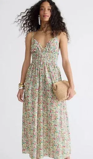 J. Crew V-neck Smocked-waist Dress in Liberty® Fabric thumbnail 1