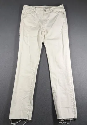Ann Taylor LOFT Modern Straight Jeans Womens 4 27 White Mid Rise Raw Hem Denim thumbnail 1