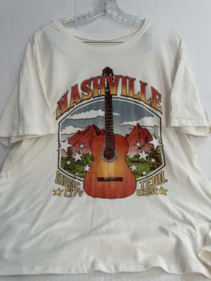 Time and Tru Cream Nashville Guitar Graphic Tee thumbnail 1