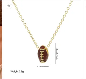 GAMEDAY CHARM STAINLESS STEEL NECKLACE-Football thumbnail 2