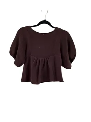 Free People Brown Cropped Puff Sleeve Cardigan thumbnail 9