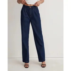 Madewell Baggy Straight Pleated Woodham Dark Wash Denim Jeans Size 26 thumbnail 2