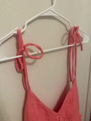 Pink Lily Coral Tie-Strap Mini Dress thumbnail 4