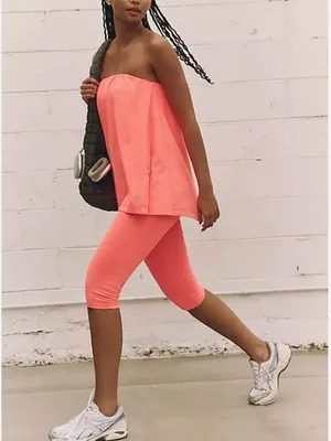 NWT Free People Hot Shot Tube Onesie in Neon Coral thumbnail 1