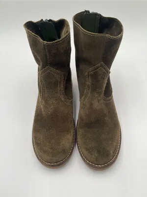 Antonio de Faria Mila Olive Green Suede Ankle Boots Western Zip Portugal Sz 7.5 thumbnail 7