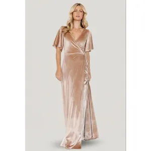 BALTIC BORN Meghan Velvet Wrap Maxi Dress Champagne Holiday Party Stretch Large thumbnail 15