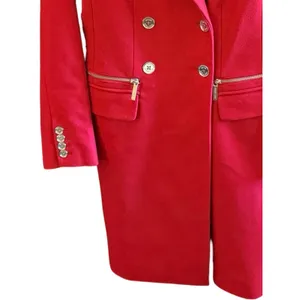 Michael Kors Coat Womens Size S Red Wool Double Breasted Military Peacoat Zipper thumbnail 13