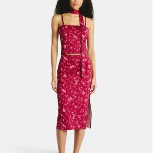 No Boundaries Cami and Midi Skirt with Scarf Set, 3-Piece, Women's thumbnail 2