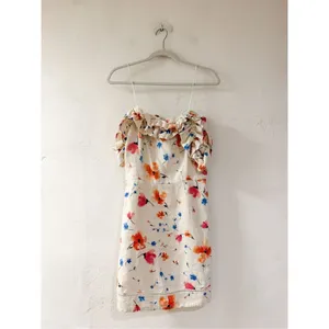 Saylor Darla Floral Off Shoulder Linen Mini Dress in Cream Medium thumbnail 2