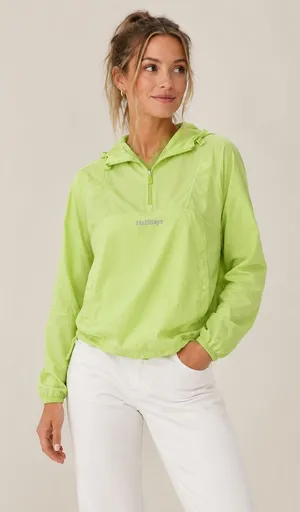 Halfdays Joyner Windbreaker Anorak Neon Lime Pullover Windbreaker Jacket Green Size XS thumbnail 1