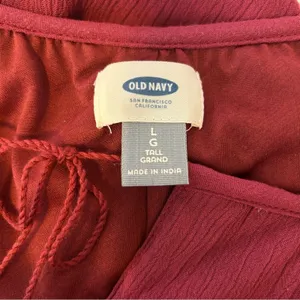 Old Navy Womens Burgundy Dress Long Sleeve Lace Detail Tassel Tie Size‎ L thumbnail 6