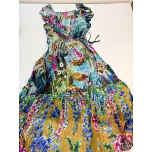 Anthropologie V-Neck Flutter-Sleeve Colorful Tropical Print Dress Xs thumbnail 3