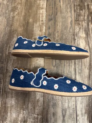 Maeve Denim Daisy Espadrille Mary Janes - Blue & White Size 8-9 thumbnail 9