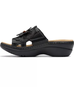 Clarks Merliah2 Belle Flower Leather Wedge Sandals NEW thumbnail 4