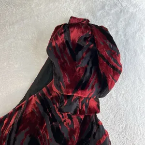 UO‎ L Large Velvet Burnout Dress One Shoulder Y2K Whimsy Goth Silence + Noise thumbnail 4