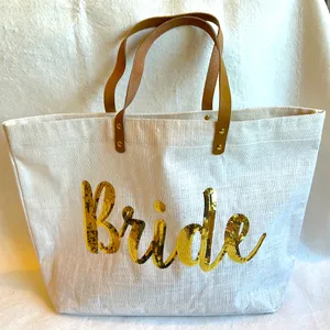 NWOT Mudpie Brand “BRIDE” Tote with Leather Straps thumbnail 1