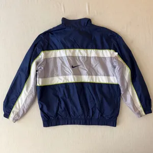 Nike Vintage 90s Colorblock Full Zip Windbreaker Jacket Women Medium Navy Blue thumbnail 2