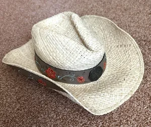 Kenny K Straw Hat Sm Embroidered Floral Western Festival Country Casual RM10L-E thumbnail 1