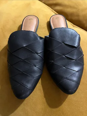 Big Buddha Black Woven Pointed Slip-On Mules thumbnail 5