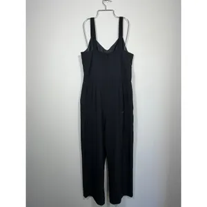 Everlane Japanese Goweave Slip Black Wide Leg Cropped Jumpsuit Size 10 thumbnail 2