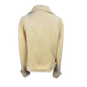 Laundry by Shelli Segal‎ Butter Yellow Faux Suede Motorcycle Jacket XL Biker thumbnail 4