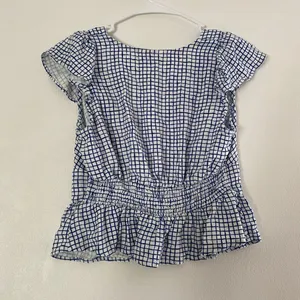 Universal Threads Blue Check Ruffle Peplum Top Small thumbnail 3
