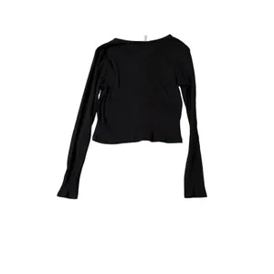 H&M‎ Divided Size Medium Black Long Sleeve Shirt Ribbed Quarter Button Causal thumbnail 6