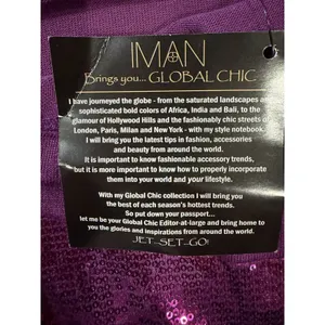 NWT IMAN Global Chic purple Sleeveless sequin cowl neck Sweater Lightweight L thumbnail 6