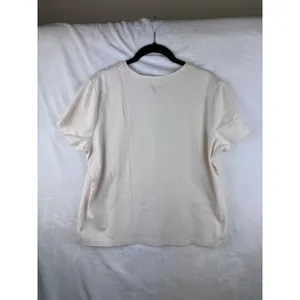 L.L.Bean Womens XL Reg Cream Short Sleeve Crew‎ Neck T Shirt Cotton Basic thumbnail 2