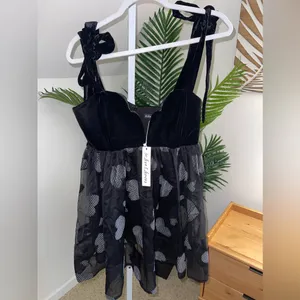 For Love & Lemons Alexandra Mini Dress Black Hearts NWT thumbnail 4