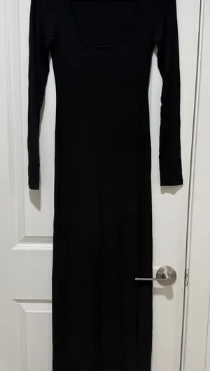 SKIMS Black Long Sleeve Scoop Neck Maxi Dress thumbnail 1