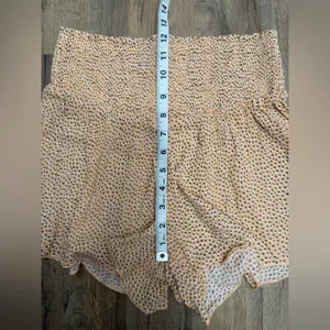 Aerie peach smocked high‎ waist flowy shorts polka dot cotton viscose S thumbnail 5