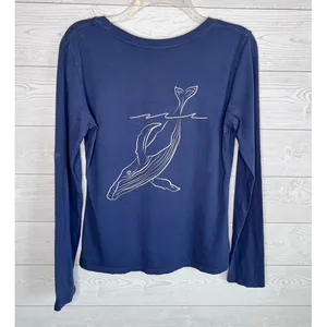 Point Reyes Farm Fresh Long Sleeve Shirt Blue Large Whale Graphic Coastal Size S thumbnail 3