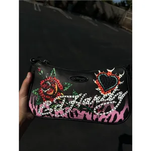 Ed Hardy shoulder crossbody Bag flaming heart and roses NWT thumbnail 9