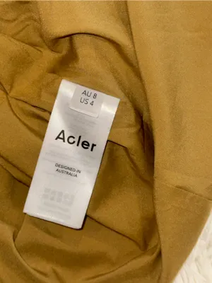 NEW ACLER Ramshaw Metallic Pleated Satin Gown golden moss Sz 4 thumbnail 8