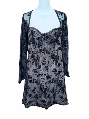 SHEIN Velvet Mini Dress Size XL Black Whimsigoth Fairy Grunge Dark Romantic Goth thumbnail 10