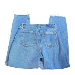 Abercrombie & Fitch Curve Love High Rise Mom Jeans Blue Button Fly Raw Hem 27 4R thumbnail 4
