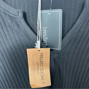 Project Social T NWT Getaway Notch Neck Sweater Ribbed Pullover Black Size Small thumbnail 6