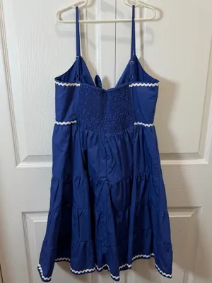 English Factory royal blue mini dress white ricrac trim small thumbnail 3
