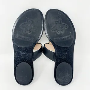 Gucci Marmont GG Black Leather Thong Sandals Gold Logo EU 38.5 thumbnail 8