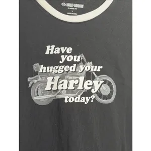 Harley-Davidson Hugged Your Harley Ringer Tee Womens Size L Black Cotton Graphic thumbnail 3