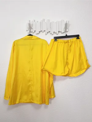 Miss Sparkling Bright Yellow Lightweight Blazer Shorts Two Piece Matching Set thumbnail 7