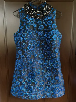 NWT SUGARLIPS Centralia Jacquard Floral Elma Dress Blue Black Size Small thumbnail 5
