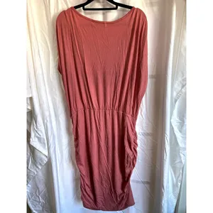 Womens Pink‎ Ruched T Shirt Size XL Dress Boho Cottagecore Chic Bodycon Dress thumbnail 3