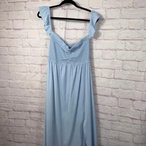 Ruffled Cap Sleeve Maxi Slit Medium Dress by Anna-Kaci thumbnail 6